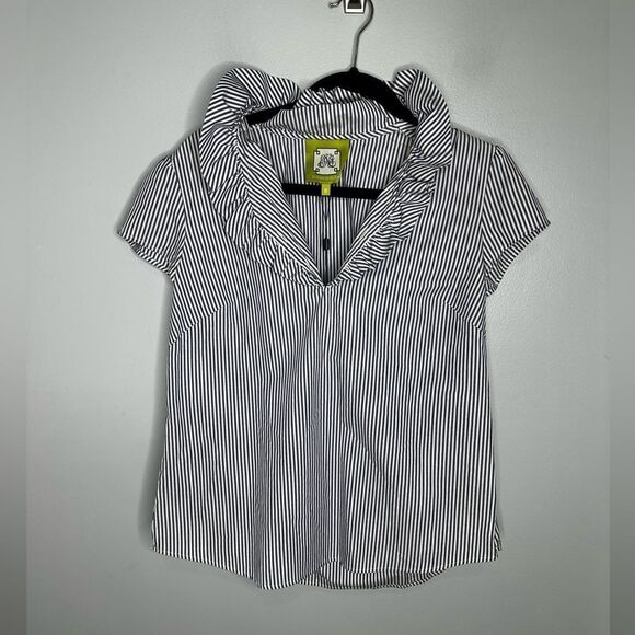 NWT Elizabeth McKay The Elizabeth Shirt Striped White & Blue Sz 8 - Picture 1 of 3